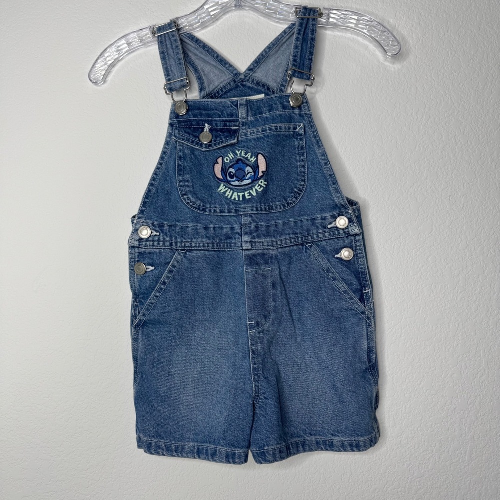 Zara Kids Disney Stitch Denim Shortalls Blue Overalls Size 6-7 Years 122cm